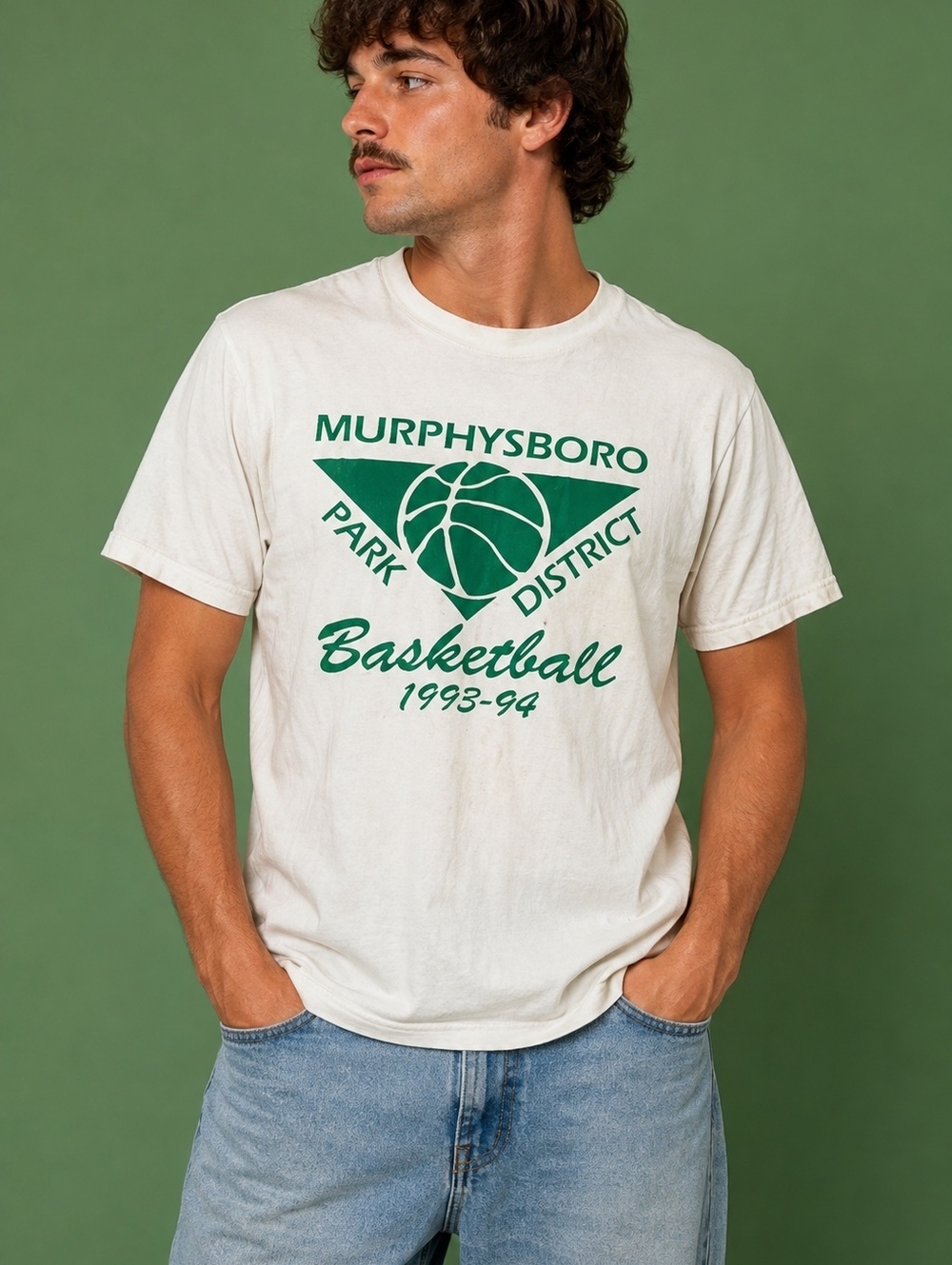Vintage 1993 Murphysboro Park District Basketball White T-Shirt Medium 90s